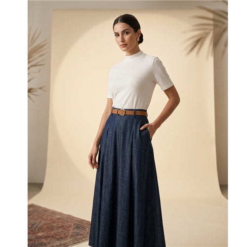 Belted Maxi Skirt/تنورة نسائية