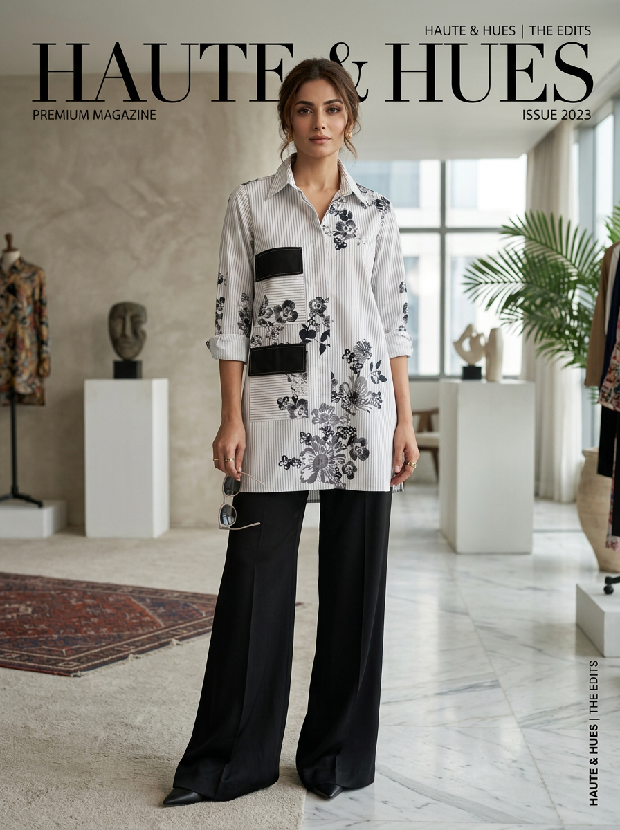 Floral Stripe Shirt/ قميص نسائي
